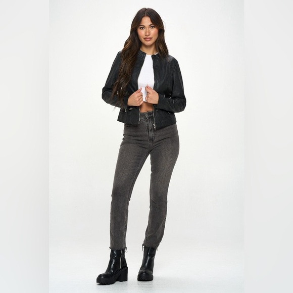 Classic Black Faux Leather Jacket - Picture 5 of 5